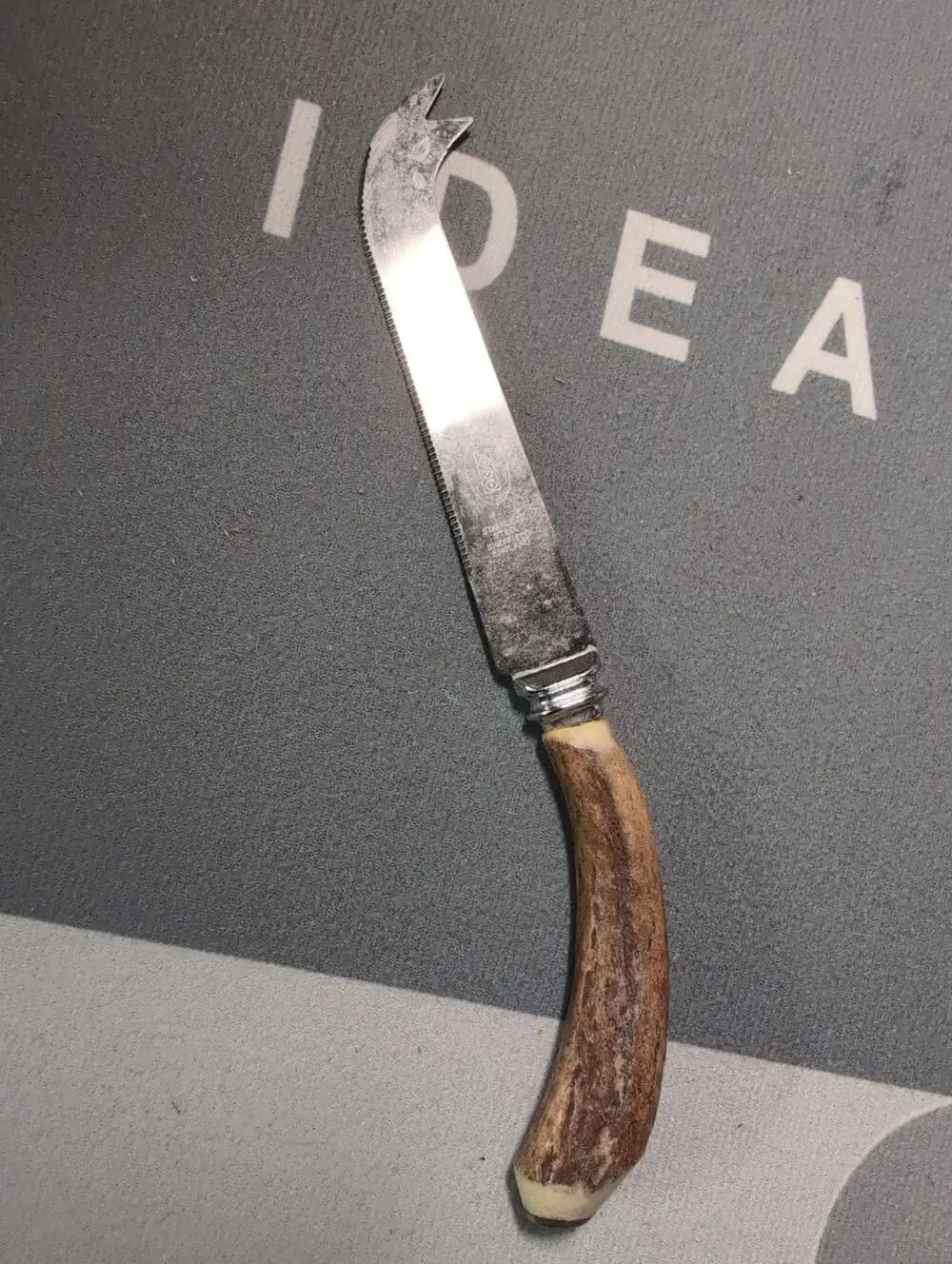 Vintage Viners Sheffield England Stag Handle Cheese Knife Forked Stainless